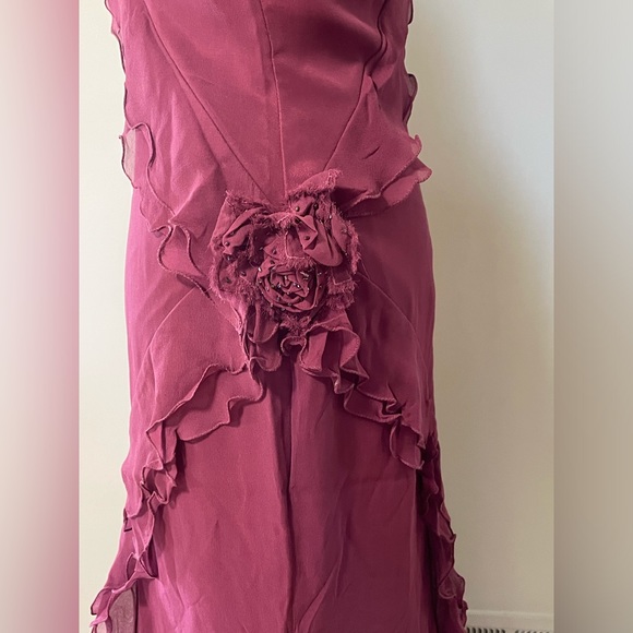 NWT ANOUSHKA G -London Silk Organza Ruffle Orchid Maxi Gown w/ appliqué flowers - Picture 4 of 13